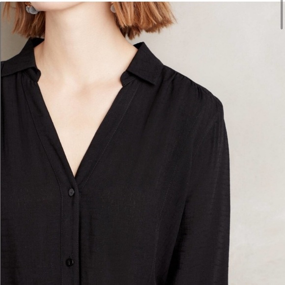 Anthropologie HD in Paris Carmina Tie Waist Tunic Top in Black Size Medium - Picture 2 of 9